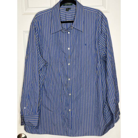 Lauren Ralph Lauren Plus Size 3X Blue Black White Stripe - Picture 2 of 8